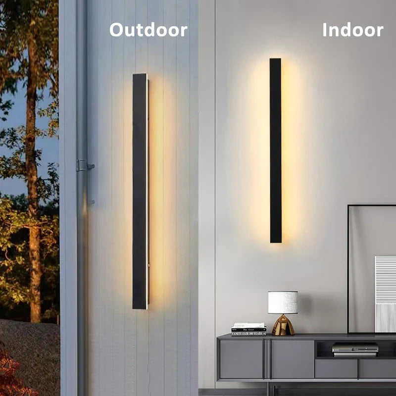 Modern Waterproof LED Outdoor Wall Lamp Long Strip IP65 Porch Lights Exquisite acrylic Light Source landscape architect