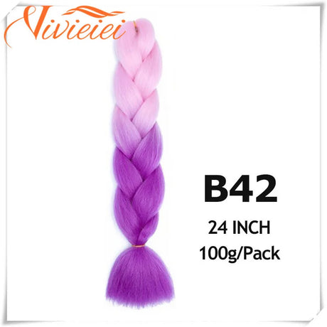 6 Pcs 24” Synthetic Braiding Hair Pink Jumbo Braids Hairstyles Purple Blue Blonde Ombre Hair Extensions For Women 100G/Pack