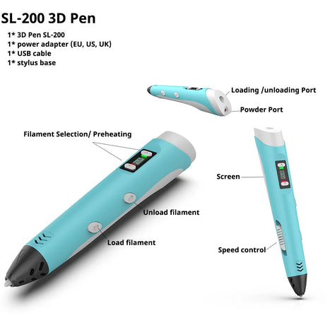 SUNLU SL-300 3D Printing Pen - Create Stunning 3D Art with Adjustable Temperature and LED Display, Perfect for Gifts and Creative Projects!