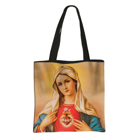 Our Lady of Guadalupe Virgin Mary Print Handbag Women Catholic Churches Canvas Shopping Bags Casual High-capacity Tote Bag Gift