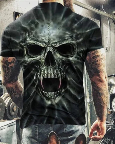 Men's Horror Skull Print 3d Printed Vintage T-shirt Classic Casual Summer Crew Neck Short Sleeve Oversized T-shirt Hip Hop