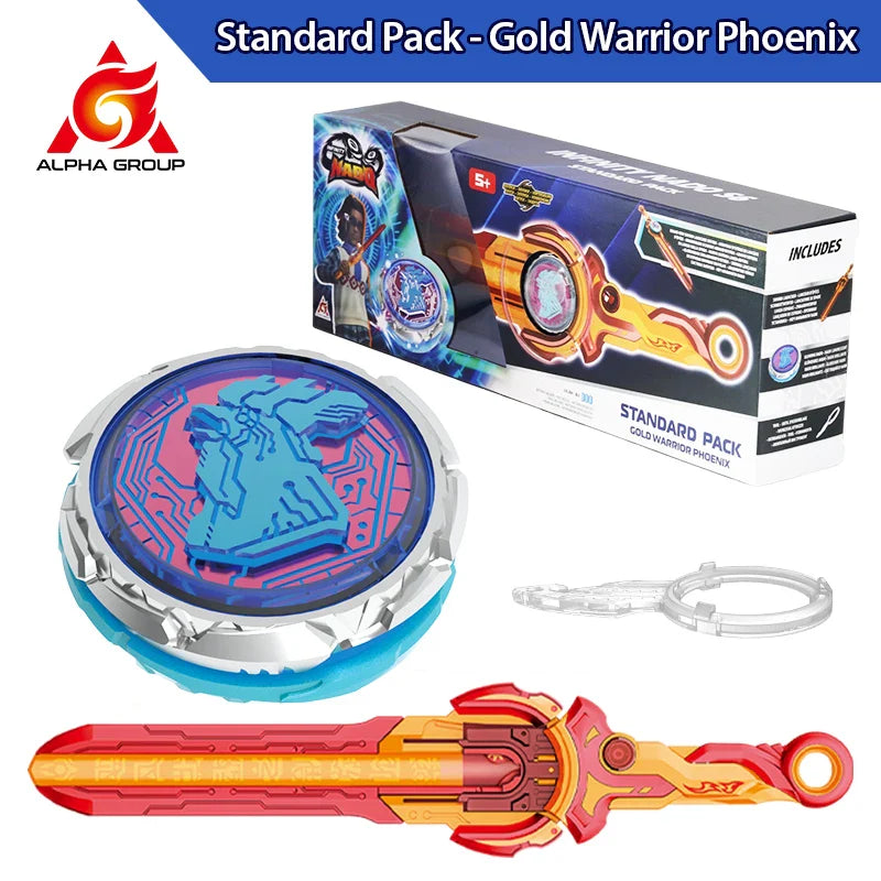 Infinity Nado 6 Standard Pack-Fury Wave Dragon Glowing Metal Spinning Top Gyro with Monster Icon Sword Launcher Anime Kid Toy