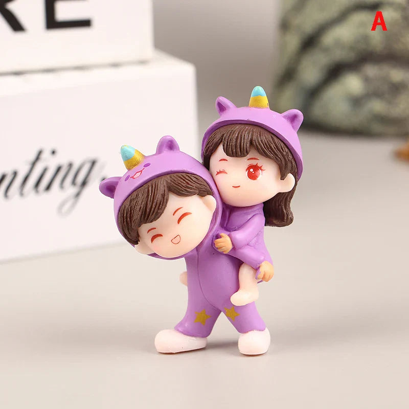 1Pair Cute Creative Cartoon Purple Pajamas Couple Car Decoration Ornaments Auto Center Console Car Interior Accessories