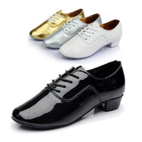 Men's Latin Dance Shoes Boy Ballroom Salsa Dancing Shoes White Modern Jazz Dance Professional Dance Sneakers Black Silver