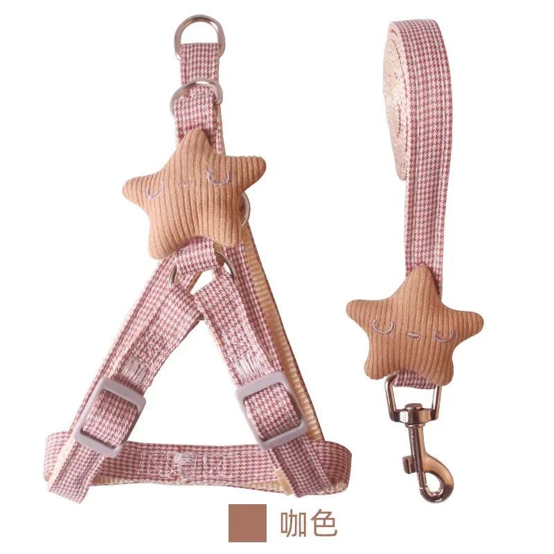 Dog Harness with 1.2m Traction Leash Adjustable Collars Harness for Dogs Collar Traction Rope For Puppy Teddy  Pet Accessories