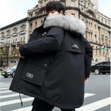 Winter New Men Fashion Down Down Cotton-Padded Jacket Male Mid-Length Hooded Thicken Parka Casual Large Size Loose Warm Outwear