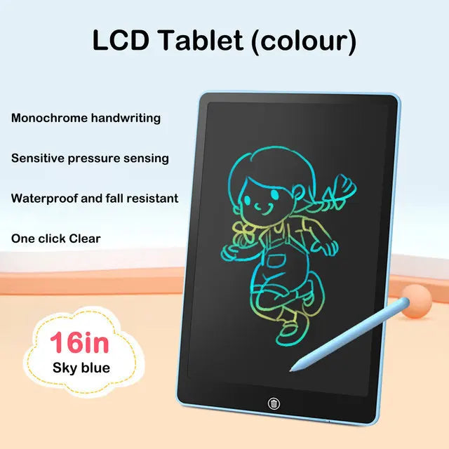 New 16inch Children Magic Blackboard LCD Drawing Tablet Toys For Girls Gifts Digital Notebook Big Size Message Board Writing Pad