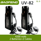 Baofeng UV 82 BL-8 Battery Walkie Talkie Ham Radio 2800/3800/4200 mAh Enlarge UV82 Plus UV-8D UV-82WX Original Radio Accessories