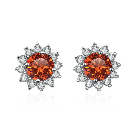 JoyceJelly 1 carat D Color Moissanite Diamond Earrings S925 Sterling Silver Jewelry For Women Sunflower Shaped Ear-studs Wedding