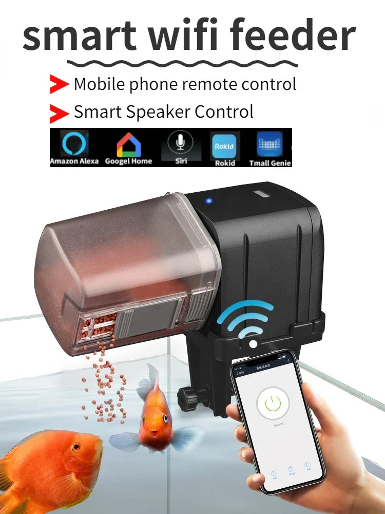 Automatic Aquarium Fish Tank Feeder Timing/Wifi Wireless Smart Phone App Intelligent Speaker Voice Remote Control Fish Feeding