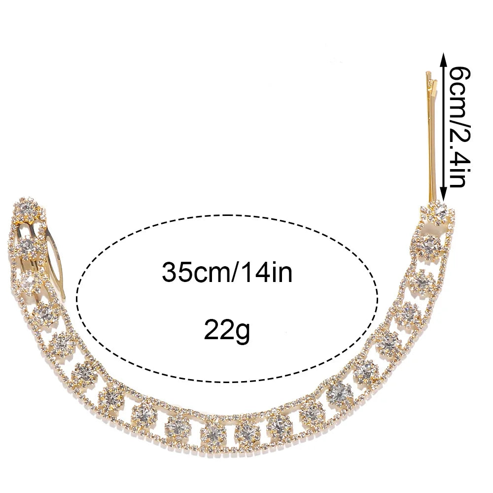 Rhinestone Hollow Flower Hip-Hop Dirty Braid Hair Clip Hair Chain Jewelry for Girl Crystal Geometric Hair Comb Hairpins Headwear