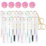 10pcs Mascara Wand Tubes Eyebrow Brush Diamond Key Chain Tube Mascara Brushes Eyelash Spoolies Brush Makeup Tools