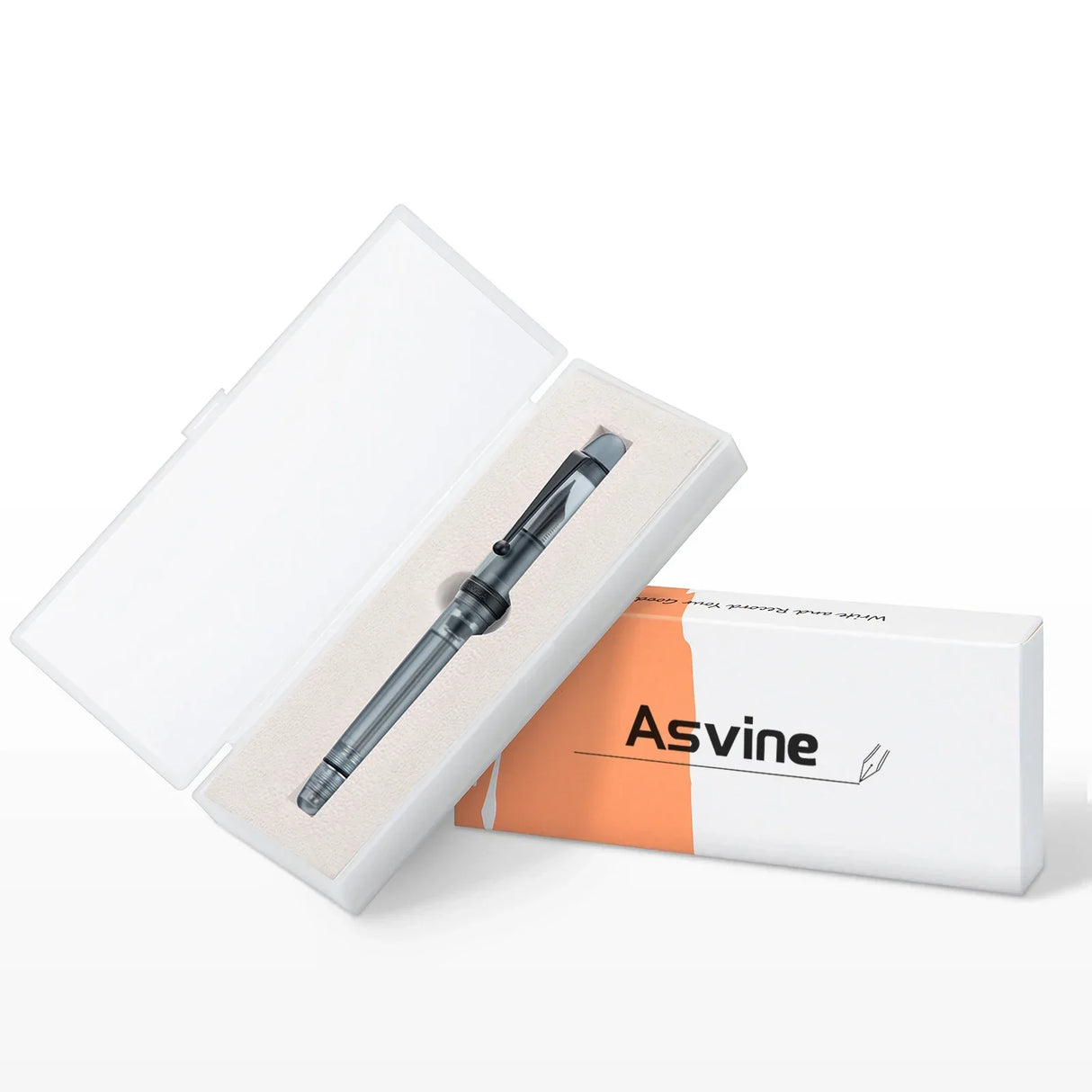 Asvine V126 Vacuum Filling Fountain Pen EF/F/M Nib, Beautiful Transparent Brown/ Matte Blue, White Acrylic Writing Gift Set