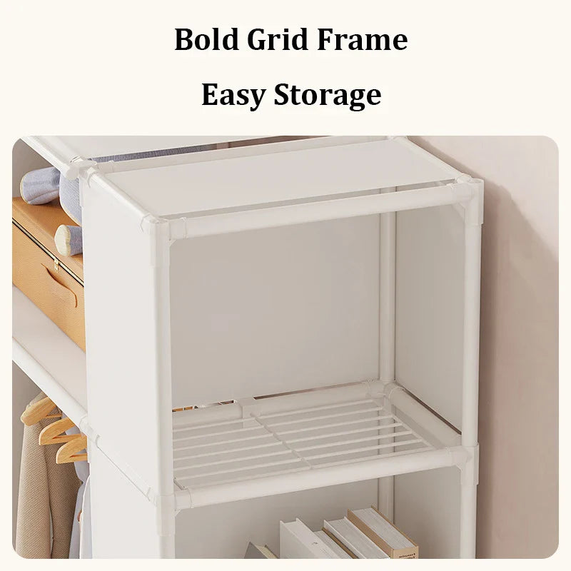 Simple Reinforced Wardrobe With Dust Proof Nonwovens Home Furniture Clothes Storage Rack Thick Steel Pipe Assembly Cabinet