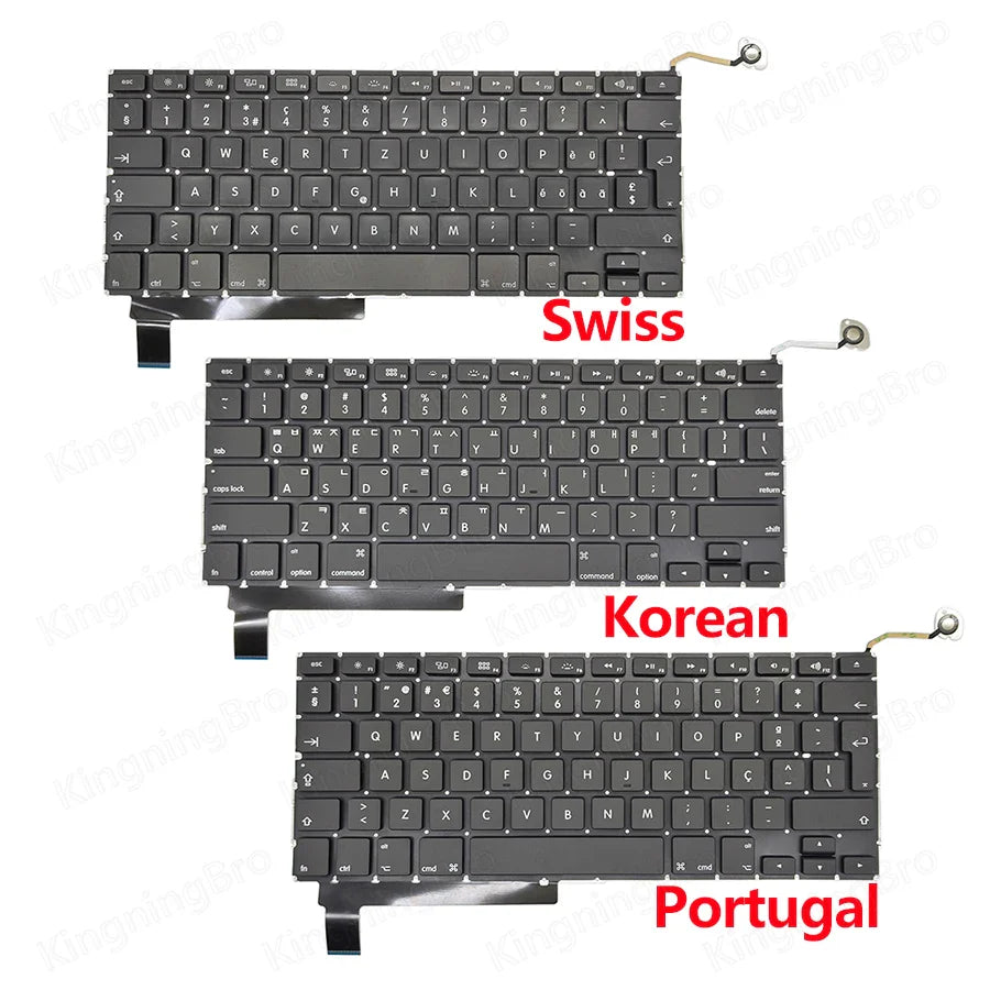 New A1286 Keyboard For MacBook Pro 15" A1286 Replacement Keyboard US UK ES FR RU DE HU KR PT DK NO 2009 2010 2011 2012