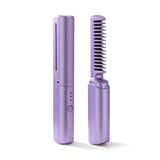 Portable Mini Electric Hair Brush Dual Use Hair Straightener Curler USB Charging Temperature Adjustable Straightener Curler Comb