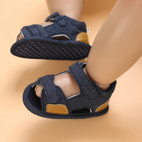 2023Brand NEW 0-18Months Kids Newborn Baby Boys Fashion Summer Soft Crib Shoes First Walker Anti Slip Sandals Shoes Soft Sole