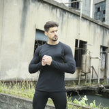 Men Fleece Thermal Underwear Set Quick Drying Sweat-absorbing High Elasticity Cycling Fitness Outdoor Sportswear Two Piece Set