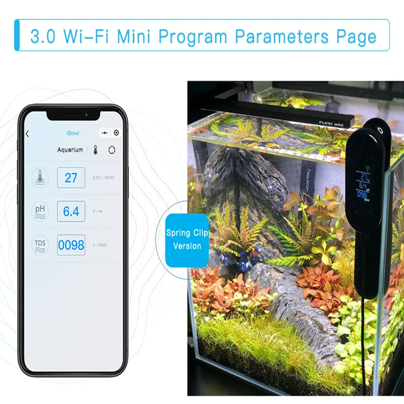 NEW Aquarium Accessories Water Quality Monitor iBowl 3in1TDS&pH&Temp Meter Real-time digital meter testing equipment