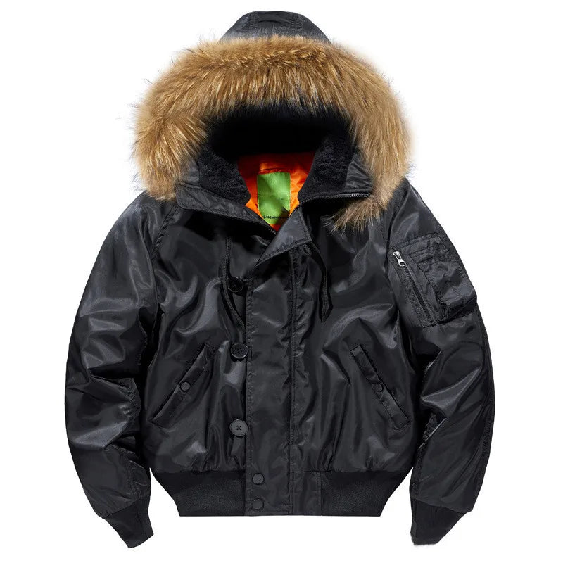 Men's Winter Military Tactical Parkas Thick Fur Collar Puffer Bomber Jackets Male N2B Outdoor Windproof Long Windbreaker Coats