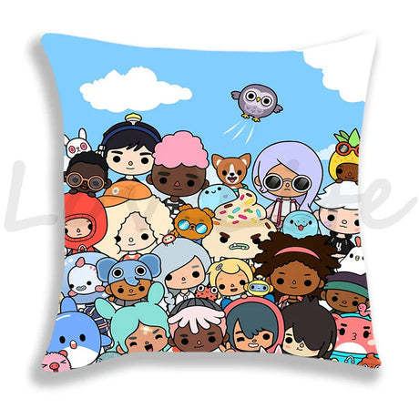 Cute Cartoon Toca Life World Pillow Case Home Decorative Pillowcases Bedroom/Sofa Cushion Covers 45*45cm Kids Anime Pillow Cover