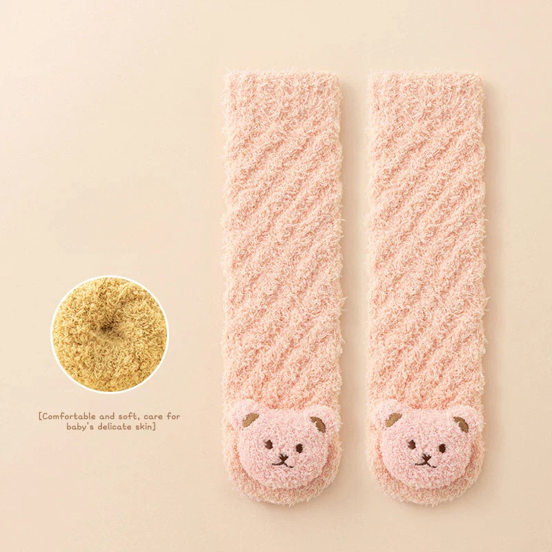 Newborn Baby Socks Cute Bear Socks Infant Kid Cotton Toddlers Leg Warmers Knee Soft Velvet Long Baby Socks for Girls Boy