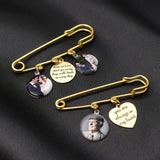 Personalised Bridal Photo Charm Custom Photo Brooch Photo Tie Tack Wedding Bouquet Pin Wedding Memorial Gift for Bride Groom