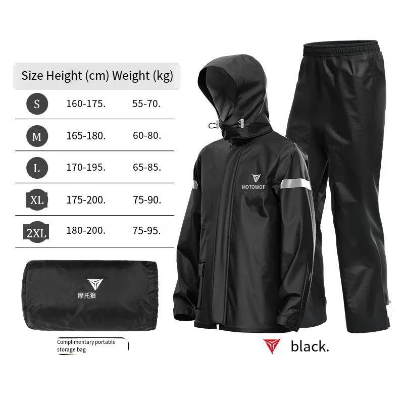 Motowolf Motorcycle Riding Raincoat Split Waterproof Outdoor Rain Pants Suit   Rain Suit Reflective Motorcycle Rain Gear