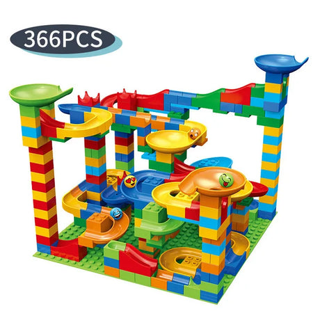 Marble Race Run Blocks Small Size Construction Building Blocks Funnel Slide Blocks Assemble Bricks Toys for Children gift