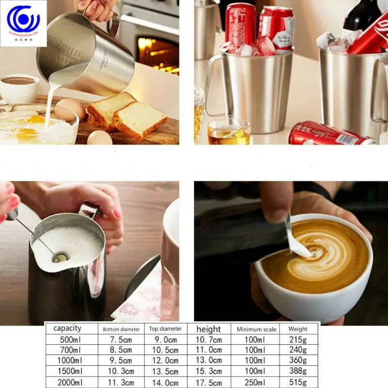 Cup Polishing 500ml Metal 2000ml 5 Sizes 1500ml Measuring Cups Jugs Coffeeware Teaware New Product