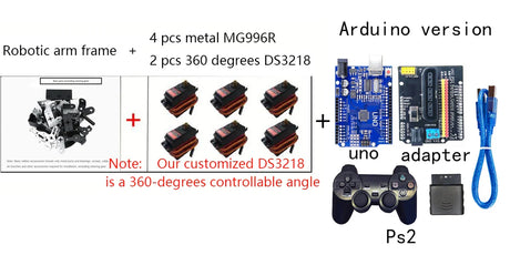 6 DOF DIY Robot Manipulator Metal Alloy Mechanical Arm Clamp Claw Kit MG996 Servo For Arduino Robotic Education Programmable Kit