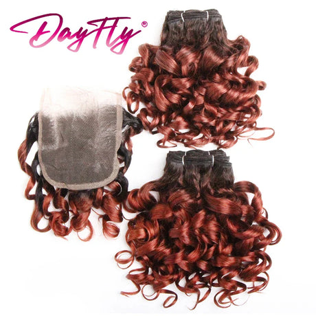 Hair Bundles With Closure Natural Brazilian Hair Weave Bundles With Closure 4x4 Short Ombre Loose Wave Bundles With Lace Closure