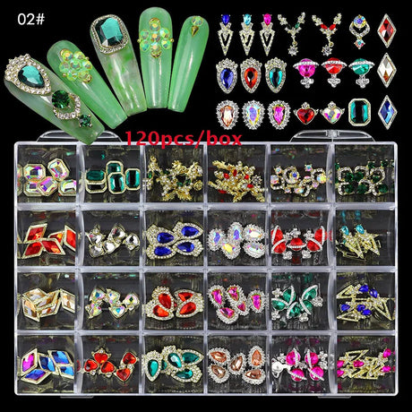 2800pcs Luxury Shiny Diamond Nail Art Rhinestones Crystal Decorations Set AB Glass 1pcs Pick Up Pen In Grids Box 21 Shape