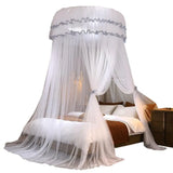 Breathable Hanging Mosquito Net Top Hook Lace Bed Canopy Encrypted Mesh Round Dome Court Style Crib Canopy Bedroom Decoration