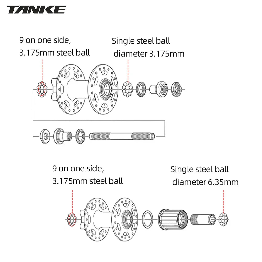 TANKE 32 Holes MTB Bike Hub 5 Colors Steel Beads Ball Quick Release 135mm Disc Brake Bicycle Hub Cube For HG 8 9 10 11 12 Speed