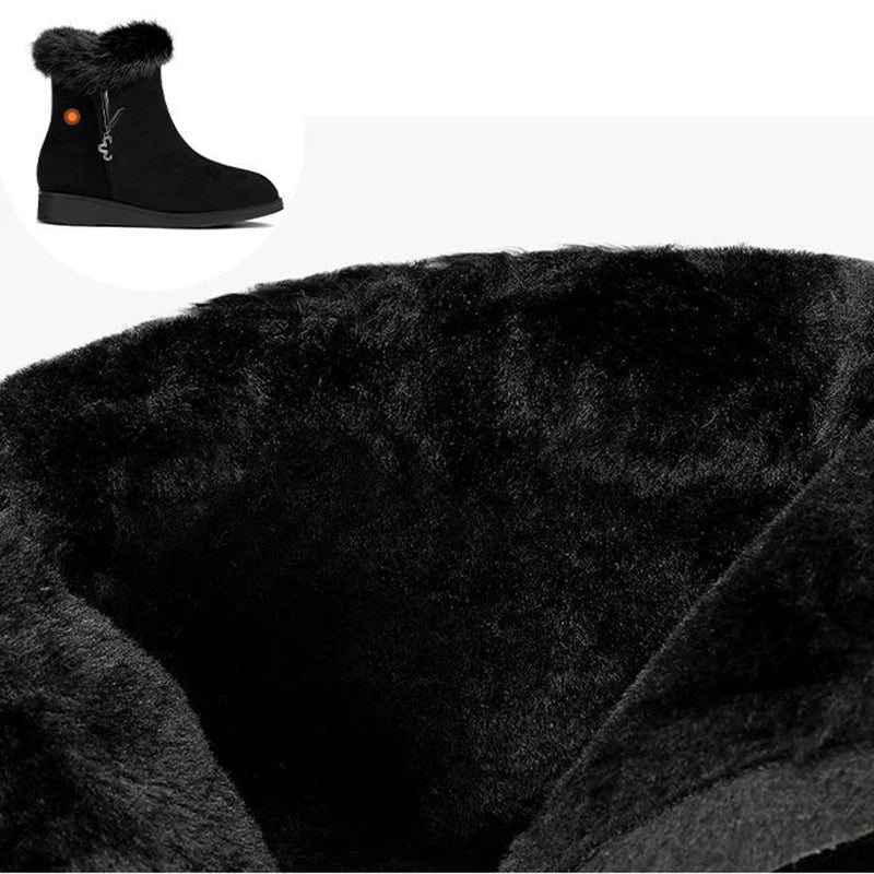 Women Flats Shoes Platform Fur Crystal Luxury Chelsea Ankle Boots Winter 2023 New Trend Warm Short Plus Cotton Goth Snow Boots