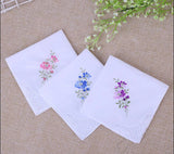 10pcs Handkerchief Cotton Floral Embroidery Lace Edge Square Towel