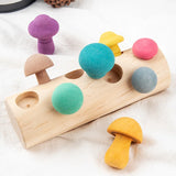 Wooden Rainbow Blocks Mushroom Picking Game Wood Baby Montessori Educational Toys for Children Shape Matching Assembly Grasp