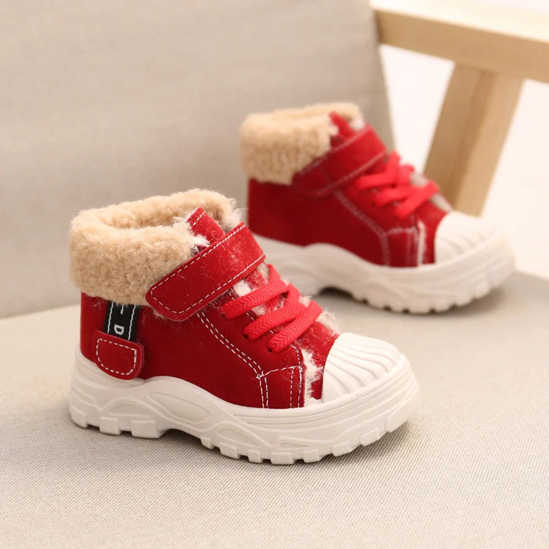 2021 Children Warm Boots Winter New Boys Plus Thicken Velvet Cotton Shoes Girls Waterproof Short Boots Baby Cotton Boots