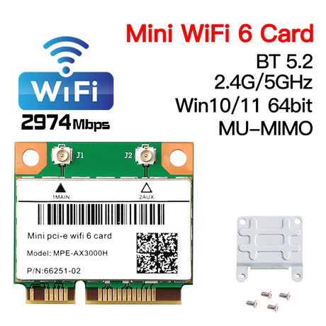 WiFi 6E AX210HMW Mini PCI-E Wifi Card Bluetooth 5.3 For Intel AX210 Network Card Wifi 6 AX200 802.11AX Wireless Adapter