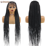 36‘’ Full Lace Braided wigs Lace Front Wig Long Criss Cross Knotless Box Braids Wig Ombre Synthetic Braided Wigs for Black Women