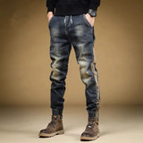 Trousers with Print Stretch Male Cowboy Pants Elastic Cargo Jeans for Men 2024 Korean Autumn Aesthetic Regular Winter Trend Y2k