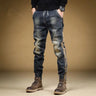 Trousers with Print Stretch Male Cowboy Pants Elastic Cargo Jeans for Men 2024 Korean Autumn Aesthetic Regular Winter Trend Y2k