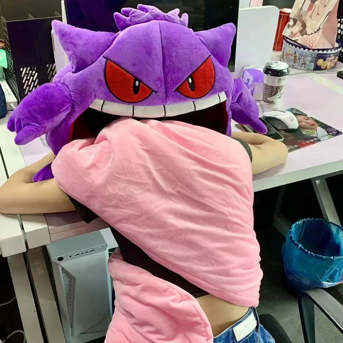 Cartoon Anime Pokemon Gengar Tongue Sleeping Pat Manga Elf Sleep Pillow Dual Purpose Nap Blanket Toy Doll