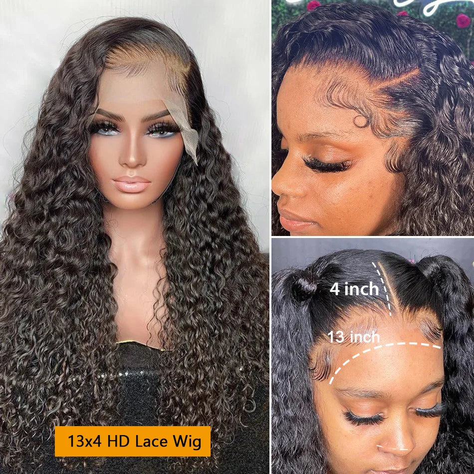 Kinky Curly Human Hair Wigs For Women Deep Wave Frontal Wig Water Wave Lace Front Wig 100% Brazilian Glueless Wigs On Promotion