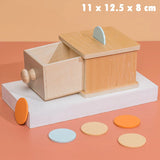 Kid Educational Toy Children Montessori Object Permanence Box Hammer Box Macaron Wooden Toys Coin Ball Textile Drum Drawer Box