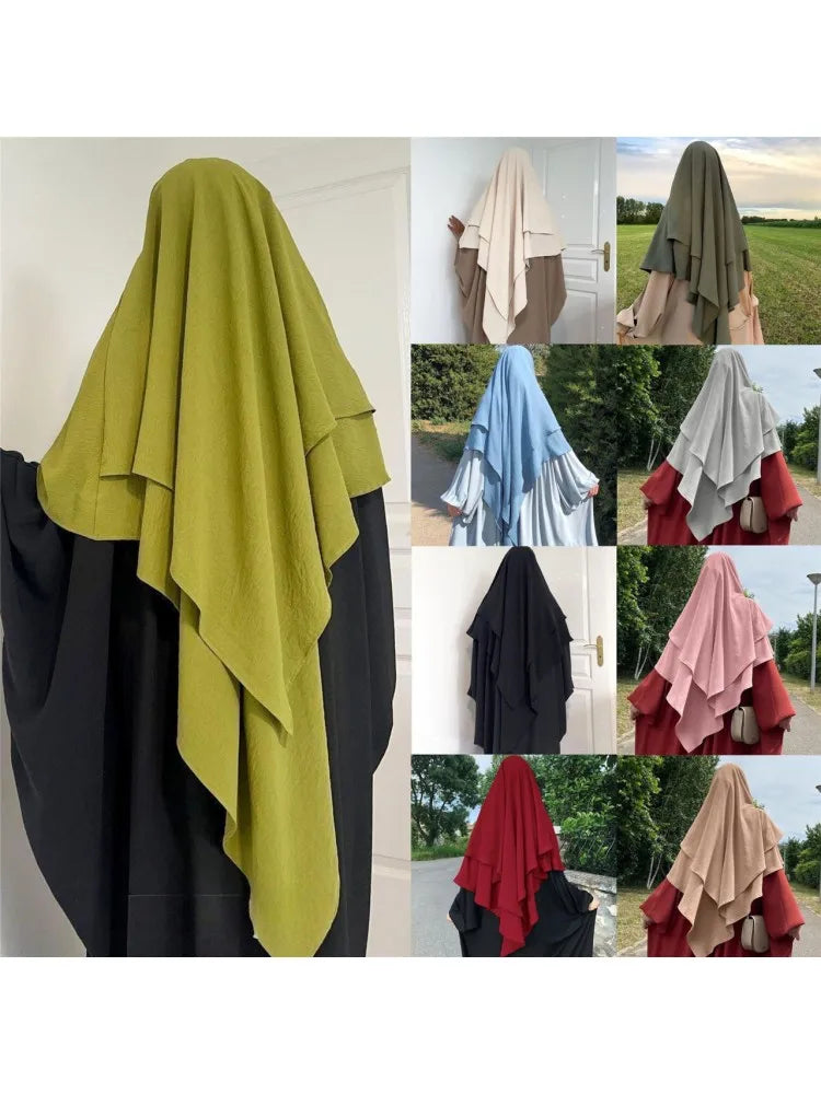 Islamic Prayer Hijab Khimar Muslim Women Niqab Ramadan Overhead Solid Color Middle East Arab Nigeria Turkey Dupattas