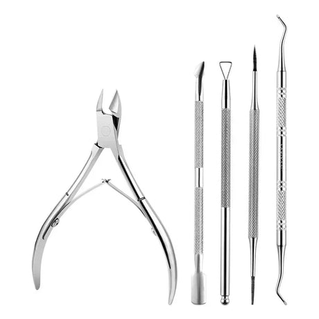 Stainless Steel Nail Art Cutter Scissor Cuticle Clipper Pusher Dead Skin Remover Kit Manicure Pedicure Tools Nails Set