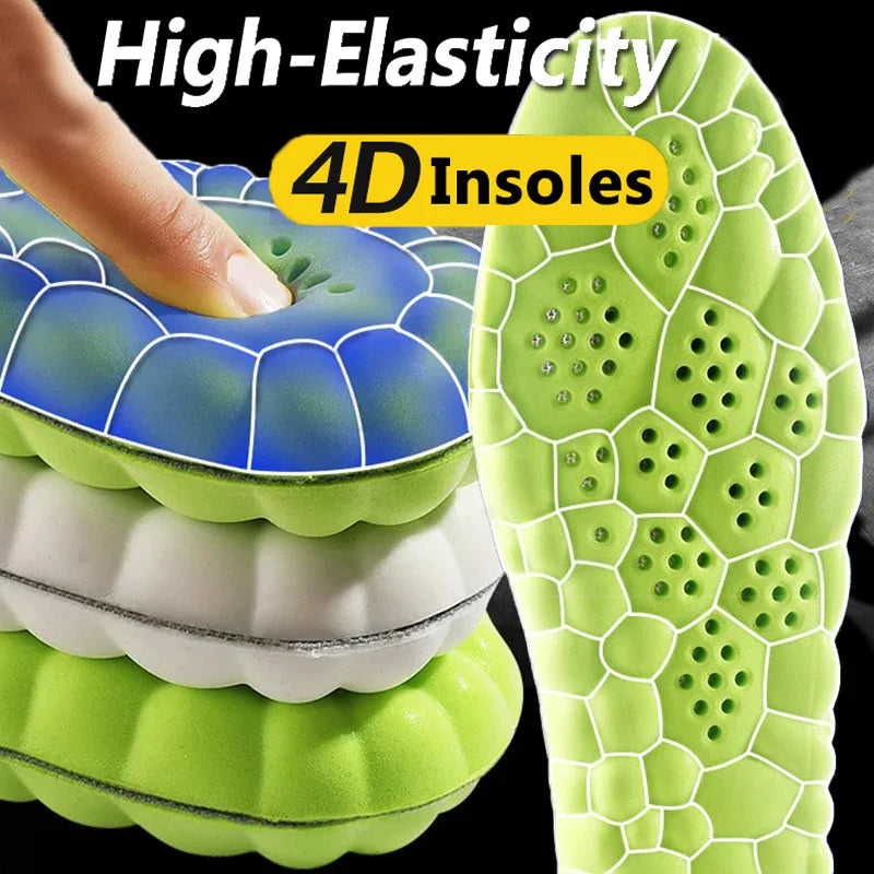 4D Cloud Technology Sports Insoles for Shoes PU Sole Soft Breathable Shock Absorption Cushion Running Orthopedic Care Insoles