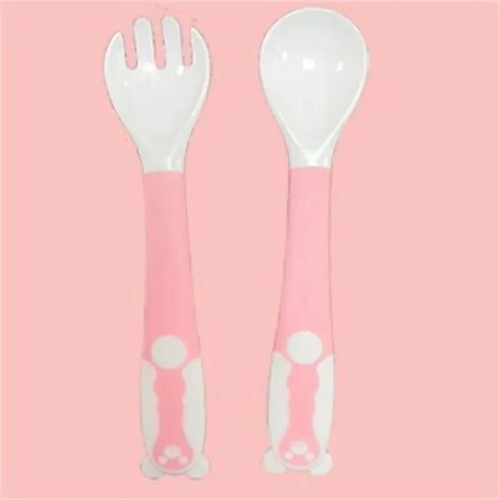 2Pcs/Set Baby Children Spoon Fork Set Soft Bendable Silicone Scoop Fork Kit Tableware Toddler Training Feeding Cutlery Utensil